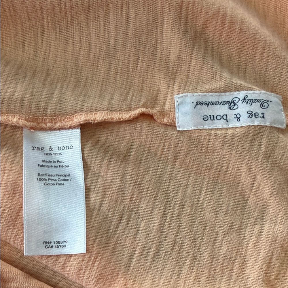 rag & bone Pima Cotton Slub Tee Medium Peach Apricot Crew Neck Short Sleeve - Picture 9 of 11